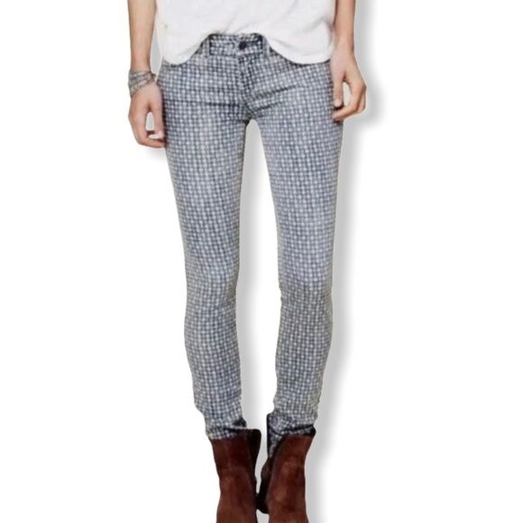 Free People Denim - Free People Womens Jeans Skinny Millennium Rosey Diamond Pattern Blue